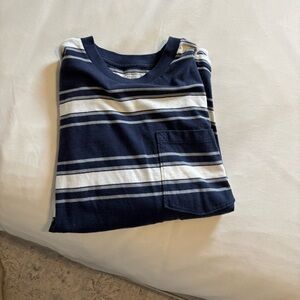 Abercrombie & Fitch Blue and White Striped Tee